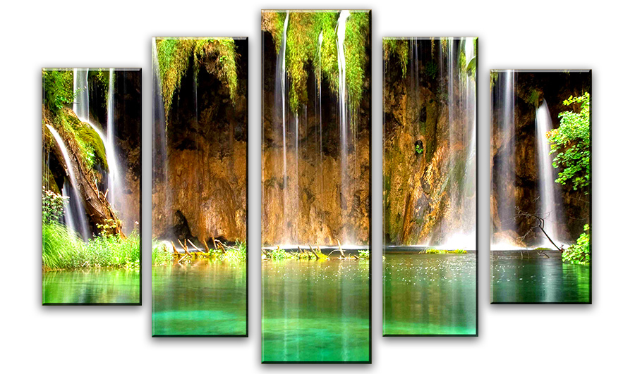 Модульная картина - Зеленый водопад